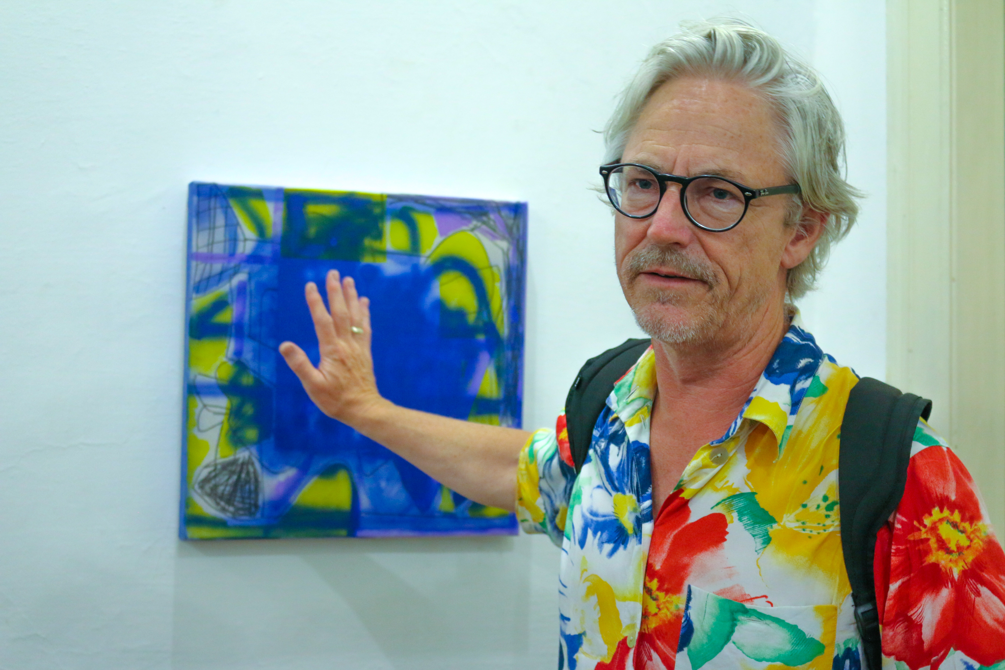 Artist David Sutherland with his art work